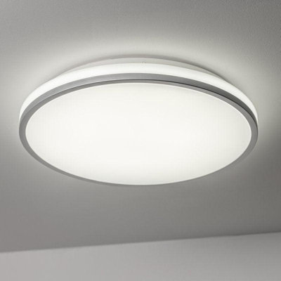 CGC Tula Grey Trim LED Surface Mount Ceiling Light Bulkhead IP44 White Opal