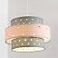 CGC Two Tier Stars Childrens Lampshade Grey and Pink Shades Easy Fit to Standard Pendants Lamp Shade Kids Bedroom Playroom