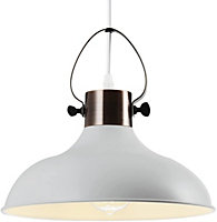 CGC White Dome Ceiling Kitchen Island Light With Brushed Brass Accents