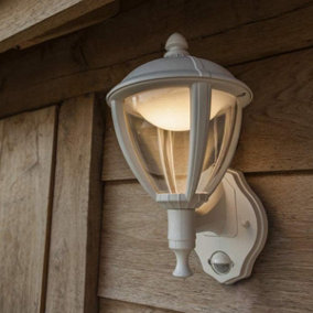 CGC White Outdoor Garden Porch LED Wall Lantern Light With Motion Sensor