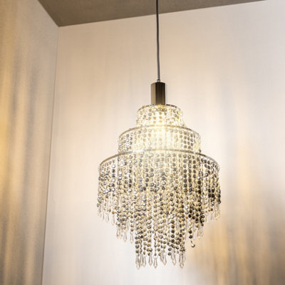 CGC XL Chandelier Light Shade for Ceiling Pendant Light Easy Fit Crystal Lamp Shade Lampshade Diameter