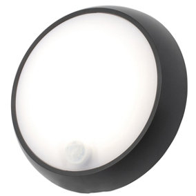 CGC ZARA Black Round Large Wall Or Ceiling Light With Motion Sensor