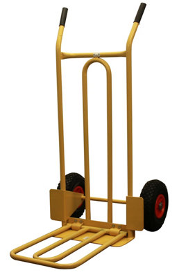 CGV380 Heavy Duty Folding & Fixed Toe Sack Truck, Pneumatic Wheels with 200kg Capacity, Yellow