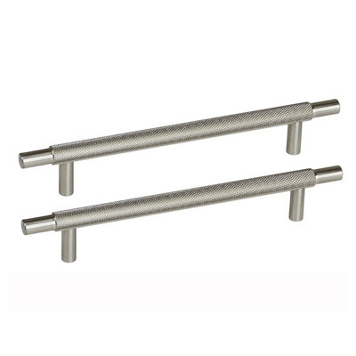 CH445 Knurled T Bar Pull Handle, Heavy Duty, Satin Nickel, 160mm Centres, Pack of 1