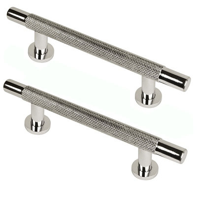 CH445 Knurled T Bar Pull Handle, Polished Chrome, 306mm Centres, Pack of 1