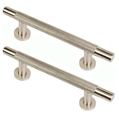 CH445 Knurled T Bar Pull Handle, Satin Nickel, 96mm Centres, Pack of 1