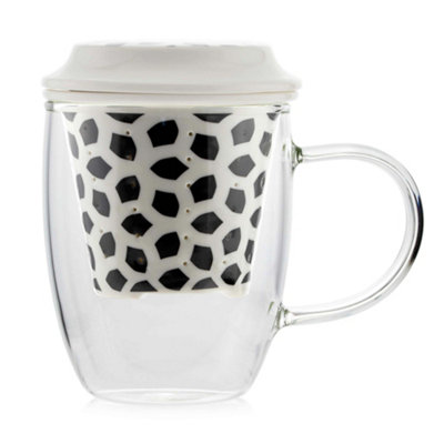 Cha & Co 400ml Kerala Borosilicate Glass Mug with Ceramic Infuser