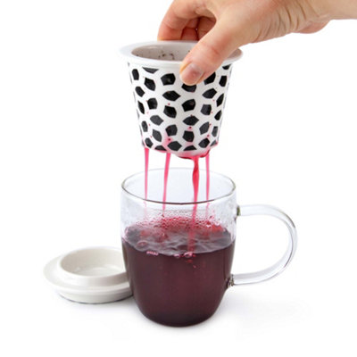 Cha & Co 400ml Kerala Borosilicate Glass Mug with Ceramic Infuser