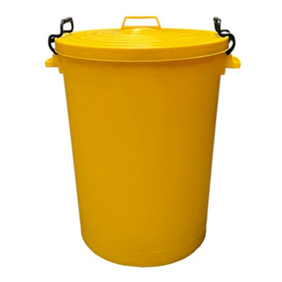 Chabrias Ltd Heavy Duty 110L Yellow Plastic Bin Indoor/Outdoor Use UK ...