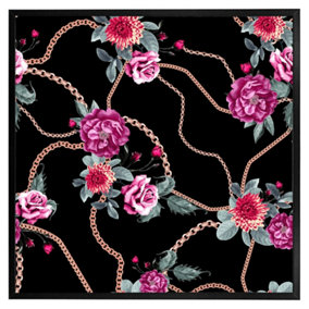 Chain and flowers pattern (Picutre Frame) / 12x12" / Black