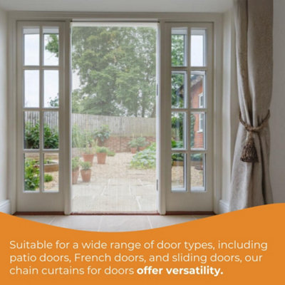 Chain Fly Screens for Doors 90 x 210cm Aluminium Silver Chain Door Curtain for Doorway Blinds