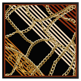 Chains & stripes (Picutre Frame) / 24x24" / Grey
