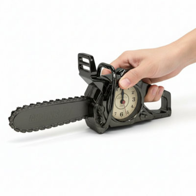 Chainsaw Table Clock Shiny Black Novelty Desk Clock for Men Battery ...