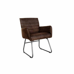 Chair - Leather/Iron - L62 x W62 x H84 cm - Brown