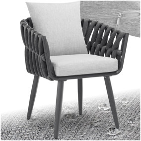 Chair Lugano in rope design with aluminum frame - anthracite - 1