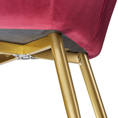Chair Marilyn - with armrests, padded, velvet look, golden steel legs ...