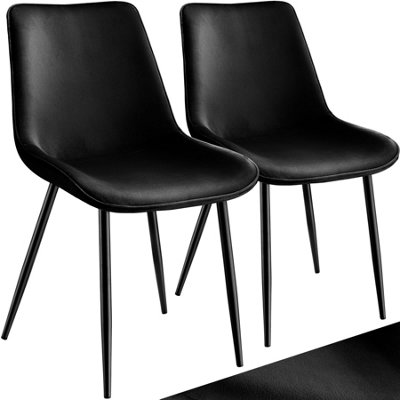 Chair Monroe Set - padded, velvet look, ergonomic seat, black steel legs - black