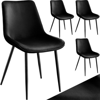 Chair Monroe Set - padded, velvet look, ergonomic seat, black steel legs - black