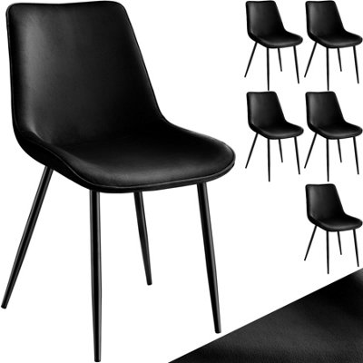 Chair Monroe Set - padded, velvet look, ergonomic seat, black steel legs - black