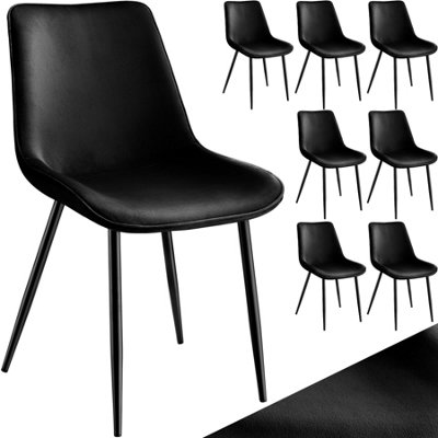 Chair Monroe Set - padded, velvet look, ergonomic seat, black steel legs - black