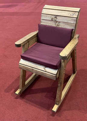 Chair Rocker with Cushions - W68 x D77 x H102 - Fully Assembled - Burgundy