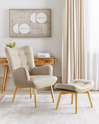 Chair with Footstool Beige VEJLE