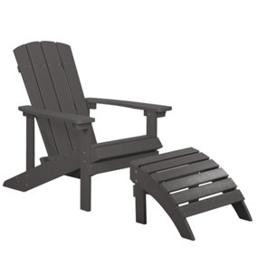 Chair with Footstool Engineered Wood Dark Grey ADIRONDACK