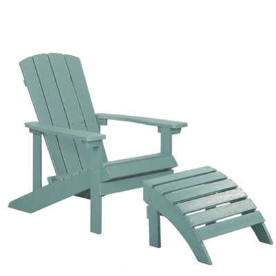 Chair with Footstool Engineered Wood Turquoise ADIRONDACK