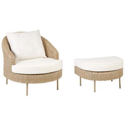 Chair with Footstool PE Rattan Natural ARCILLE