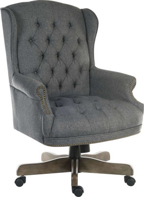 Chairman Super Large Executive Chair Grey Fabric with button back detailing