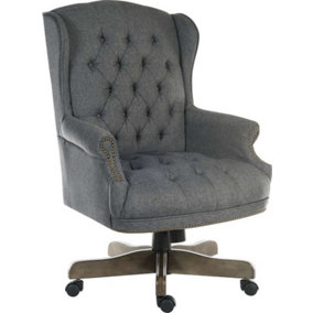 Chairman Super Large Executive Chair Grey Fabric with button back detailing