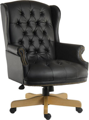 Chairman Super Large Executive Chair in Black bonded leather with button back detailing