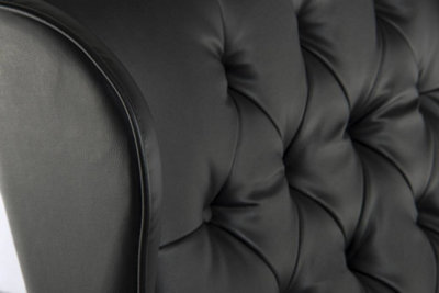 Chairman Super Large Executive Chair in Black bonded leather with button back detailing