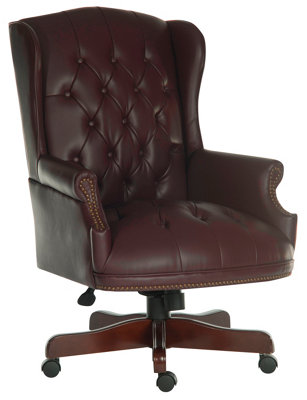 Chairman Super Large Executive Chair in Bonded Burgundy leather with button back detailing