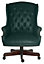 Chairman Super Large Executive Chair in Bonded Green leather with button back detailing