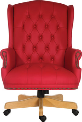 Chairman Super Large Executive Chair in Bonded Red leather with button back detailing
