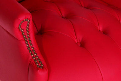 Chairman Super Large Executive Chair in Bonded Red leather with button back detailing