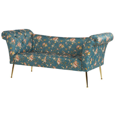 Chaise Lounge Floral Pattern Blue NANTILLY