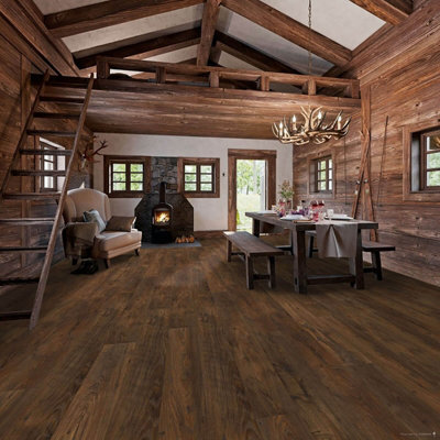 Chalet Chestnut Matte Wood Effect Laminate Flooring - Plank (10mm) For ...