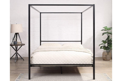 Black iron deals canopy bed king