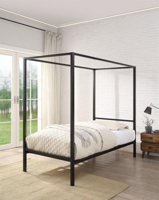 Chalfont Black Four Poster Metal Bed Frame Single 3ft