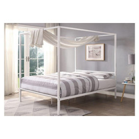 Chalfont White Four Poster Metal Small Double Bed Frame 4ft