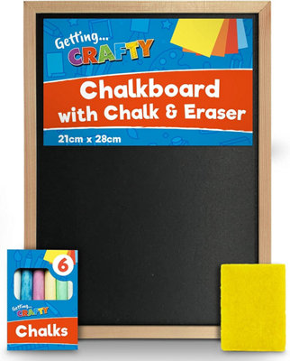 Chalk Board for Kids - 21 x 28cm Small Chalkboard with Eraser & 6pk Chalks - Mini Chalkboard Signs Chalk Boards For Walls