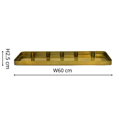 Champagne Gold Rectangle Centrepiece Metal with Magnetic Candle Holders H2.5Cm W60cm D20Cm