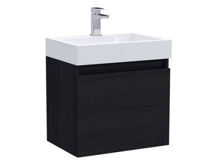 Eagle 1200mm Ribbed Wall Hung Matt Black Vanity Unit & Black