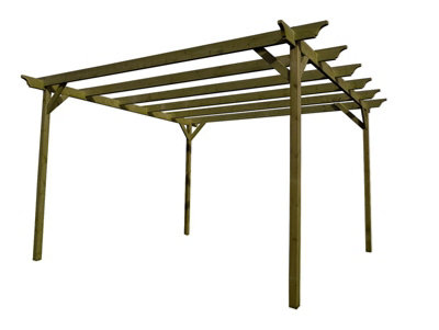 Champion Wooden Garden Pergola Kit, 3.6m x 4.2m (Natural finish)