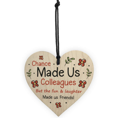 Chance Made Us Colleagues Gift Wood Heart Thank You Gift For Friend Friendship Gift - 5