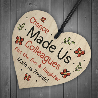 Chance Made Us Colleagues Gift Wood Heart Thank You Gift For Friend Friendship Gift - 6