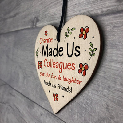 Chance Made Us Colleagues Gift Wood Heart Thank You Gift For Friend Friendship Gift - 7