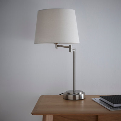 Chancery Brushed Silver Swing Arm Table Lamp